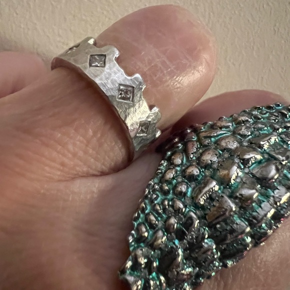 Cathy Waterman Platinum Princess Cut Diamond Turret Crown Stacking Band Ring!!! - Picture 12 of 17